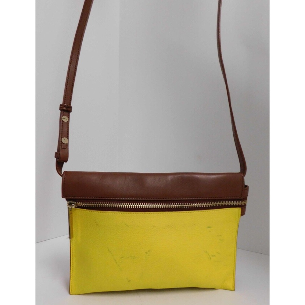 Victoria Beckham Brown Yellow Leather Clutch‎ Crossbody Bag